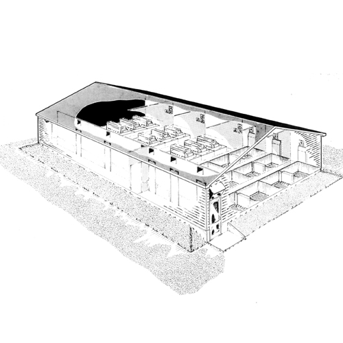Drawing of a Farrowing and Weaning Barn swine facility