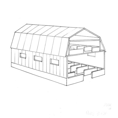 Drawing of One Storey Swine Barn with Loft