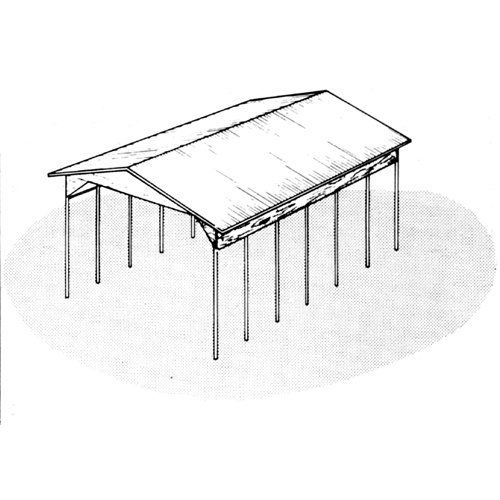 Hay storage shed with four open sides drawing