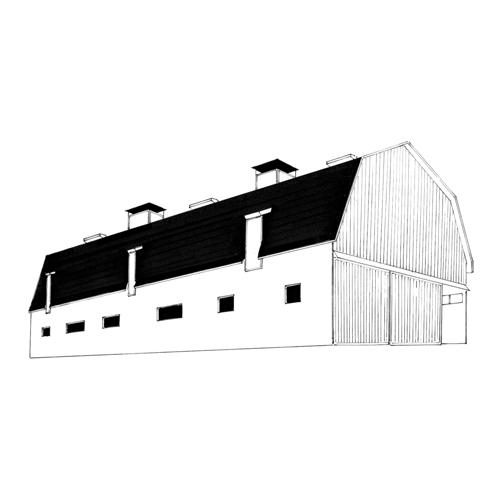 One storey beef barn with loft drawing