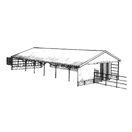 One storey open front barn drawing