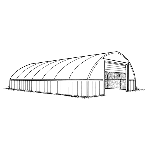 Quonset building with a fabric cover drawing